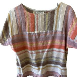 Ace & Jig Striped Blouse in Pink, Brown, and Cream